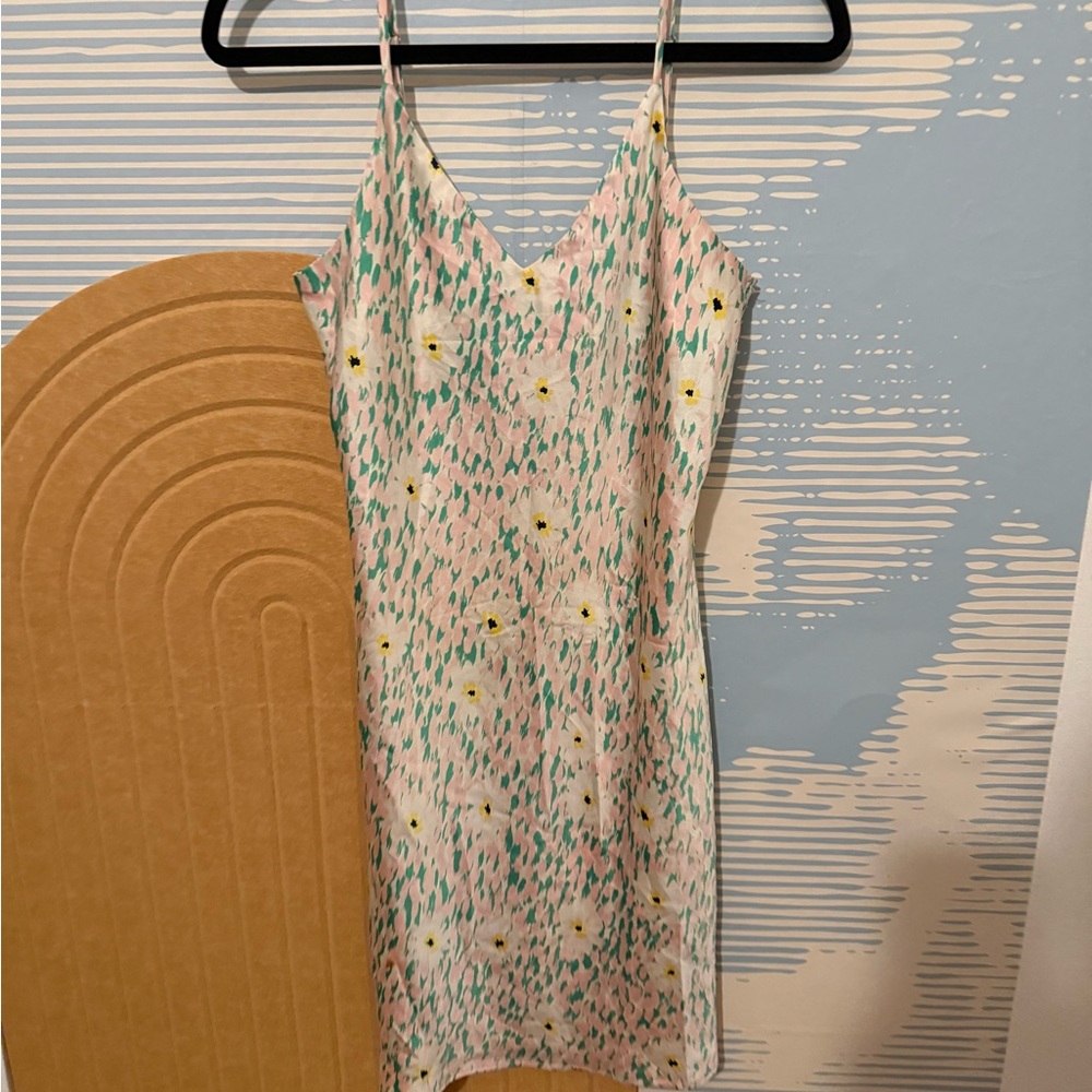 Timing Pink and Green Floral Mini Dress